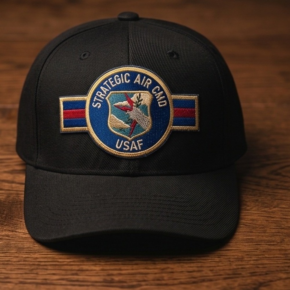 Vintage 80s Strategic Air Command USAF Black Hat‎ Northstar Made in USA Cold War